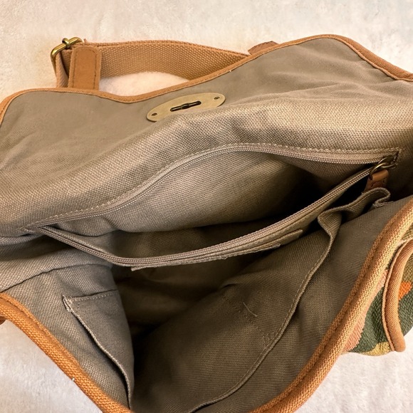 Fossil Multicolor Messenger Crossbody Bag Issue 54 With‎ Key Fob Vintage EUC - Picture 14 of 16